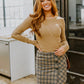 Hold Me Tight Ribbed Long Sleeve Top In Tan