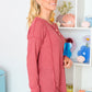Lean Into Something Cozy Waffle Knit Top in Marsala