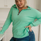 Let Me Think On It Half Zip Pullover in Mint
