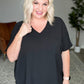 Let's Roll V-Neck Top in Black
