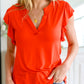 Listen Up V-Neck Top in Tomato