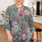 Little Lovely Blouse in Teal Medallion
