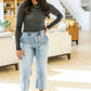 Little Talks Ribbed Long Sleeve Top in Charcoal