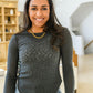 Little Talks Ribbed Long Sleeve Top in Charcoal