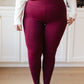 Living in Style High Waist Leggings in Burgundy