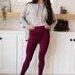 Living in Style High Waist Leggings in Burgundy