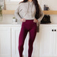 Living in Style High Waist Leggings in Burgundy