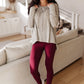 Living in Style High Waist Leggings in Burgundy