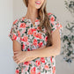 Lizzy Cap Sleeve Top in Coral and Beige Floral