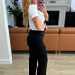 Lizzy High Rise Control Top Wide Leg Crop Jeans in Black