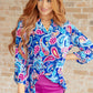 Lizzy Top in Royal and Pink Paisley