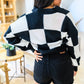 Lola Checkered Cardigan in Black & White