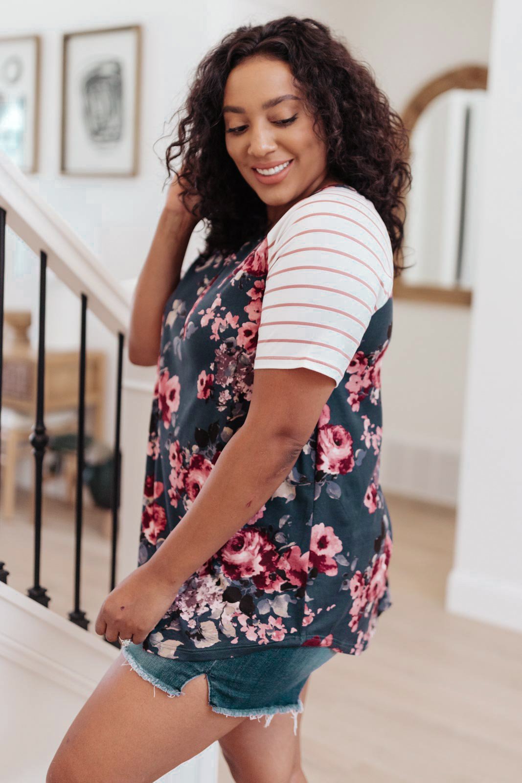 Blooming Raglan Top in Teal