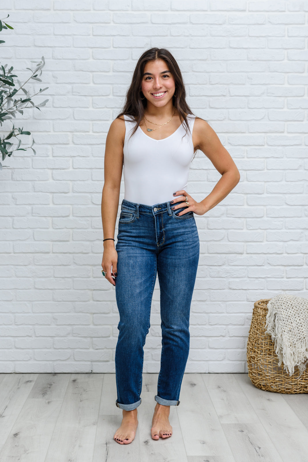 Judy Blue London Midrise Cuffed Boyfriend Jeans