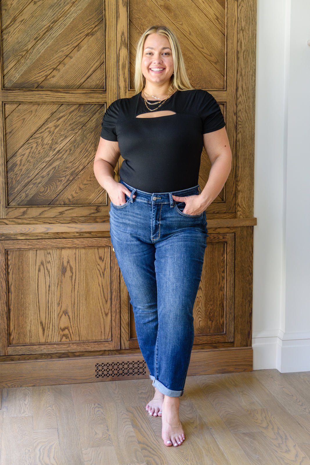 Judy Blue London Midrise Cuffed Boyfriend Jeans