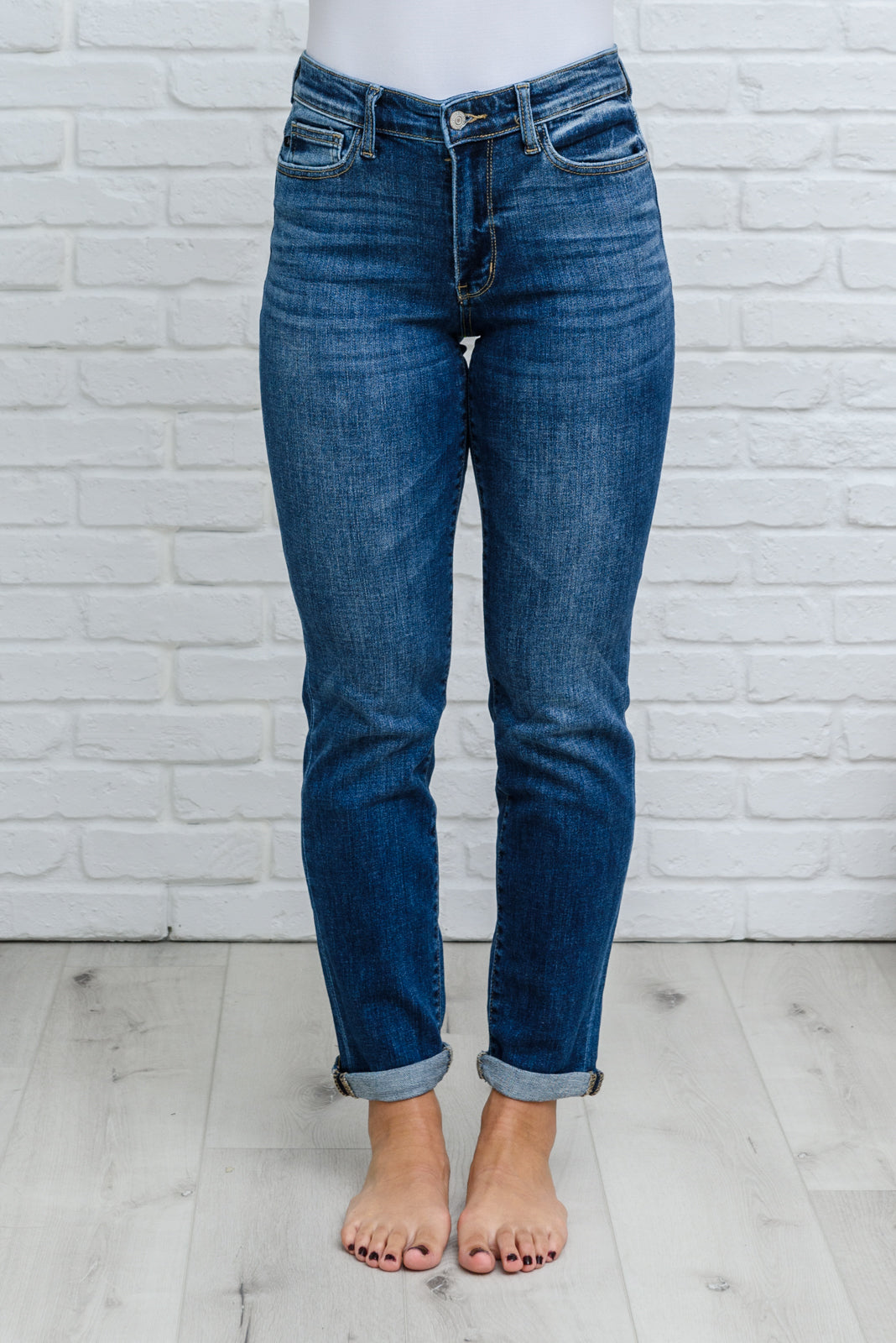 Judy Blue London Midrise Cuffed Boyfriend Jeans