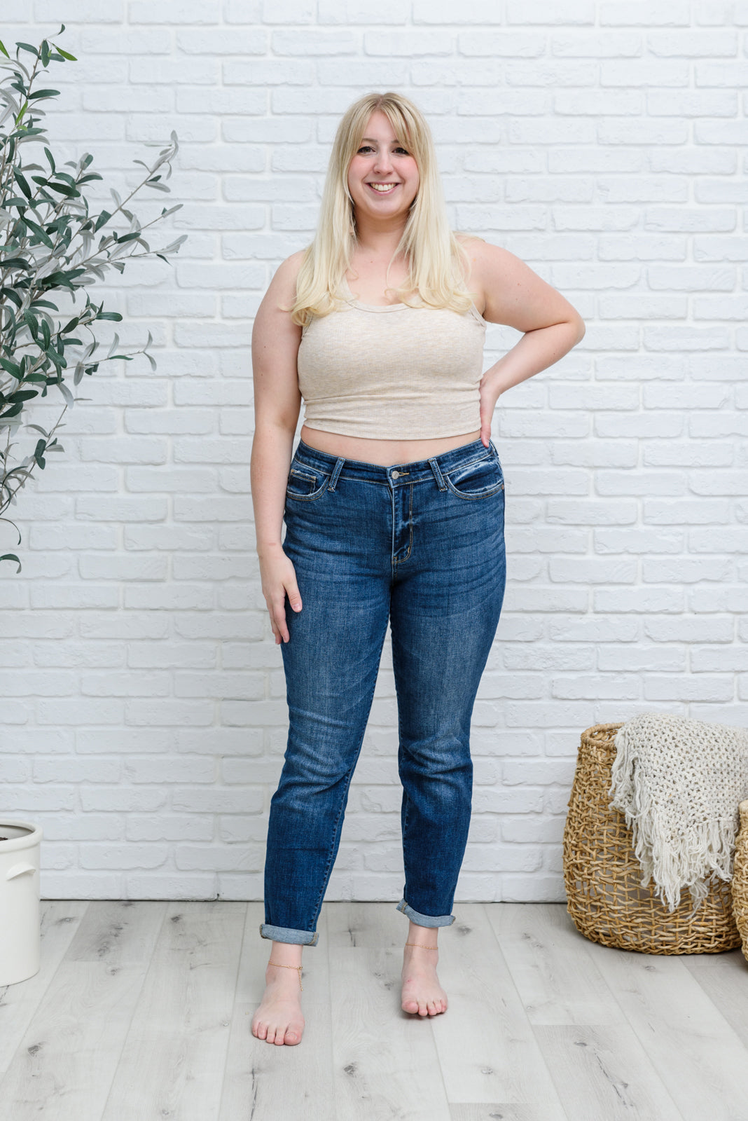 Judy Blue London Midrise Cuffed Boyfriend Jeans