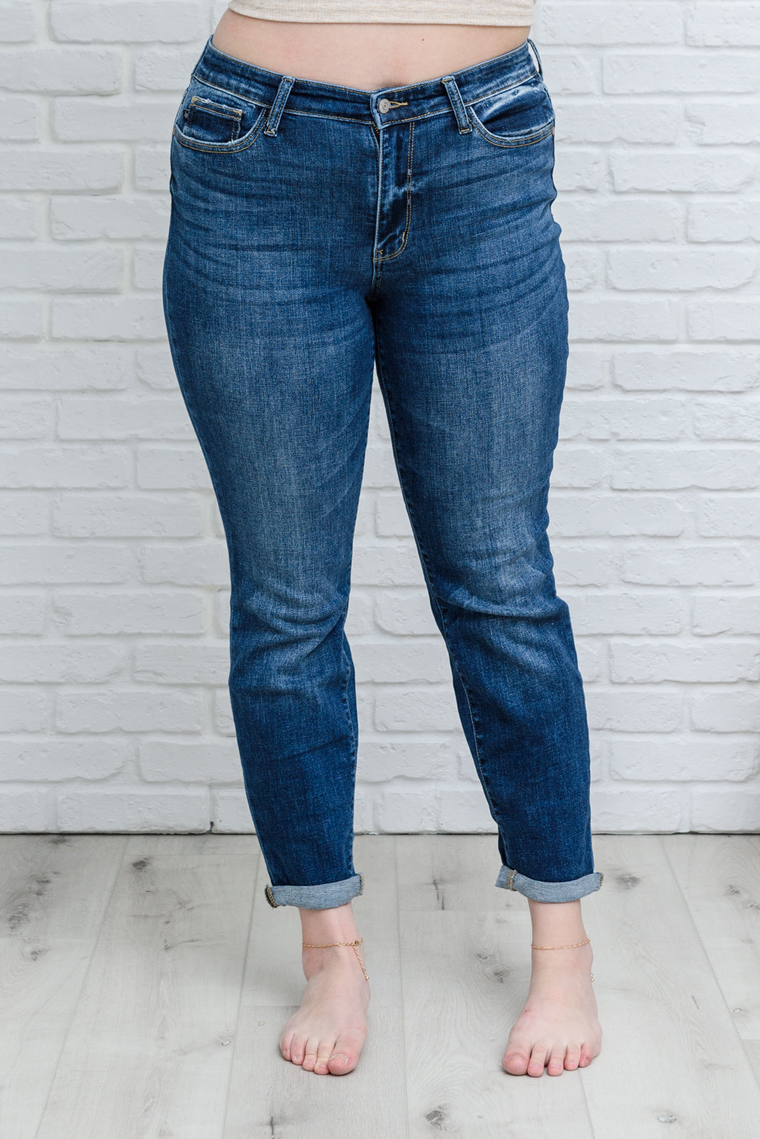 Judy Blue London Midrise Cuffed Boyfriend Jeans