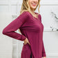 Long Sleeve Knit Top With Pocket In Burgundy