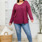 Long Sleeve Knit Top With Pocket In Burgundy