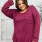 Long Sleeve Knit Top With Pocket In Burgundy