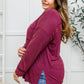 Long Sleeve Knit Top With Pocket In Burgundy