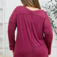 Long Sleeve Knit Top With Pocket In Burgundy