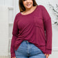 Long Sleeve Knit Top With Pocket In Burgundy