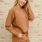 Long Sleeve Sweatshirt Top & Shorts Set In Camel
