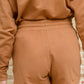 Long Sleeve Sweatshirt Top & Shorts Set In Camel