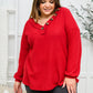 Long Sleeve Waffle Knit Top In Cranberry