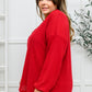 Long Sleeve Waffle Knit Top In Cranberry
