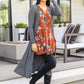 Lovely Meeting Tiered Floral Tunic In Rust