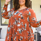 Lovely Meeting Tiered Floral Tunic In Rust