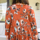 Lovely Meeting Tiered Floral Tunic In Rust