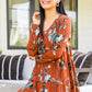 Lovely Meeting Tiered Floral Tunic In Rust