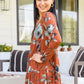 Lovely Meeting Tiered Floral Tunic In Rust
