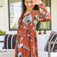 Lovely Meeting Tiered Floral Tunic In Rust