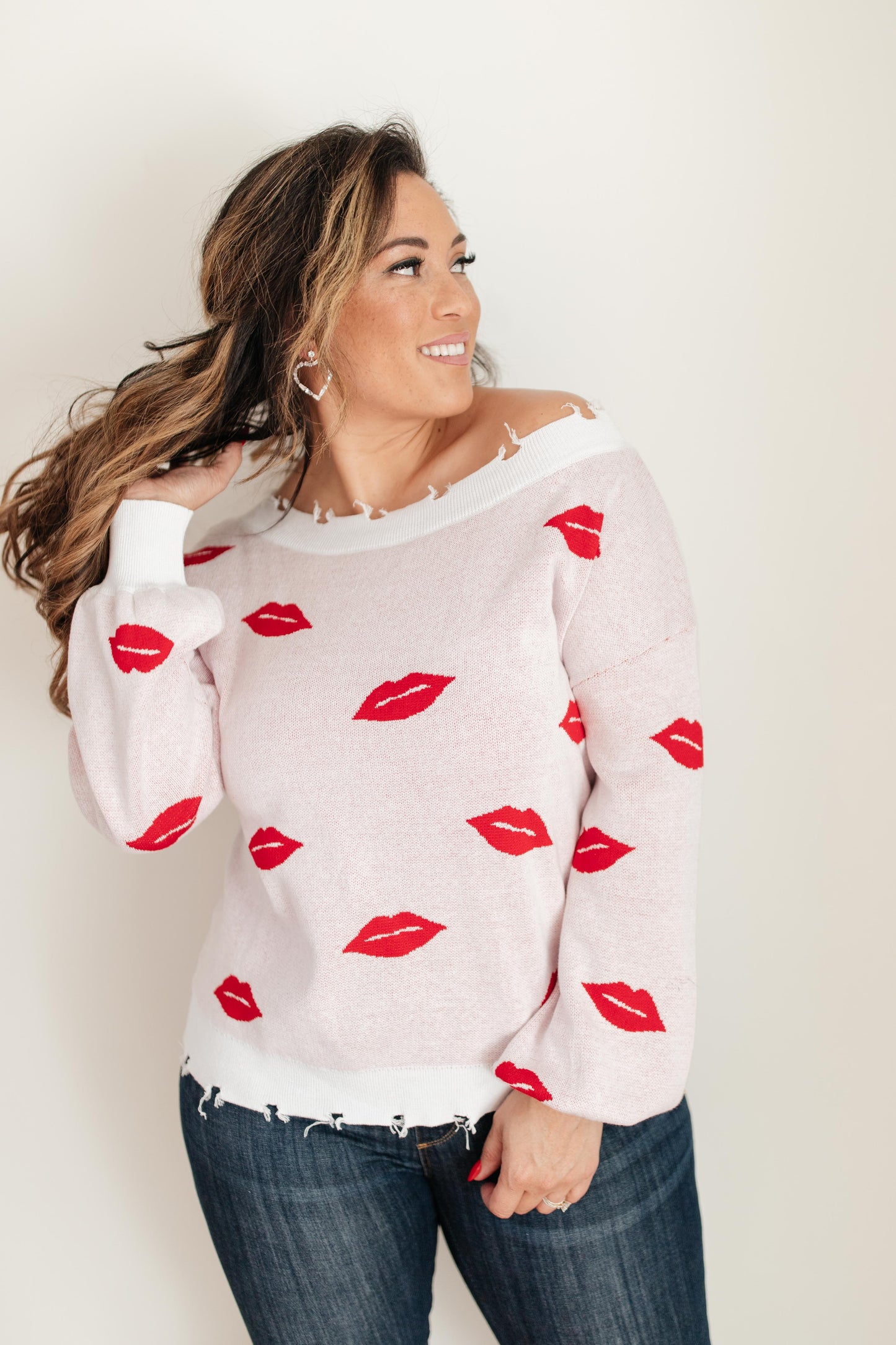 RACK SALE Luscious Lips Top in White - SMALL