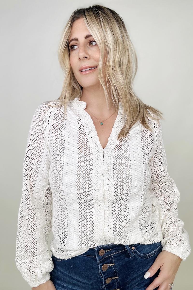 A Field of Whimsy Button Up Lace Top
