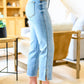 Judy Blue Mid Rise Straight Crop Jeans w/Side Slit