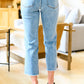 Judy Blue Mid Rise Straight Crop Jeans w/Side Slit