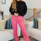 Mags Side Slit Cropped Sweater in Black