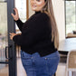 Mags Side Slit Cropped Sweater in Black