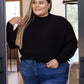 Mags Side Slit Cropped Sweater in Black