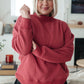 Leena Mock Neck Pullover in Cranberry