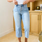 RESTOCK Judy Blue Button Fly Vintage Cropped Wide Leg Jeans