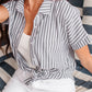 Marina Striped Top In Charcoal