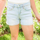 Judy Blue Mid Rise Rainbow Thread Shorts