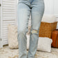 Judy Blue High Rise Straight Fit Destroyed Jeans